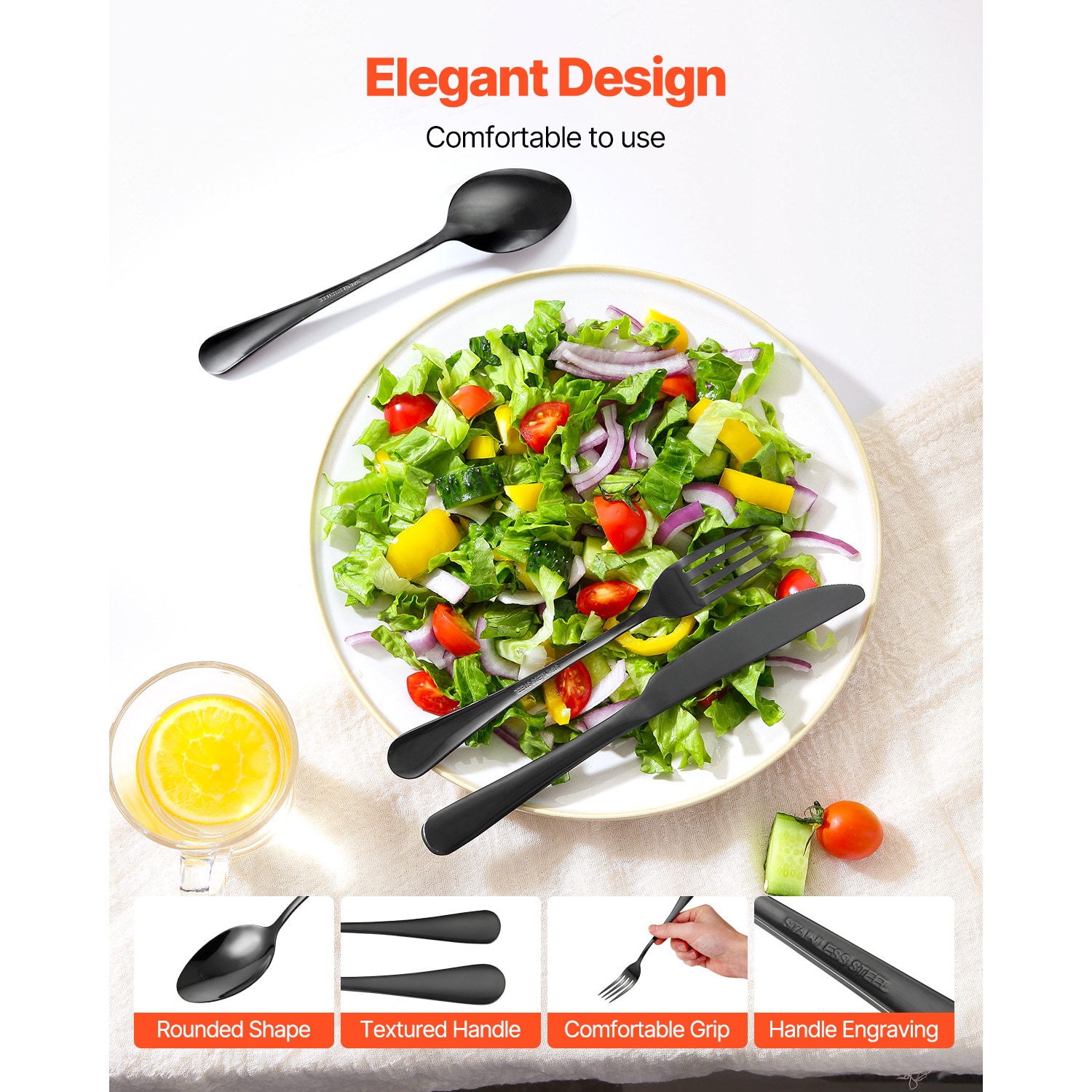 48-Piece Silverware Set Stainless Steel Cutlery Flatware Utensil Kitchen For 8_voghion.com